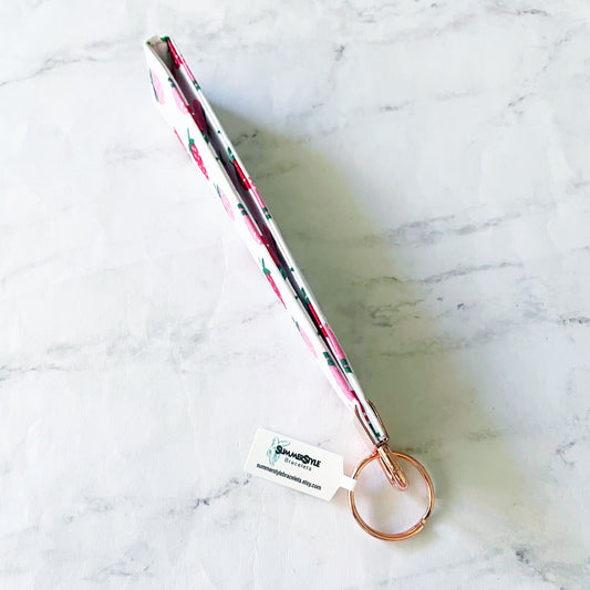 Mixed Strawberry Key Fob Wristlet, 6.5in Wristlet Lanyard, Keychain Wristlet, Handmade Lanyard, SummerStyle Bracelets