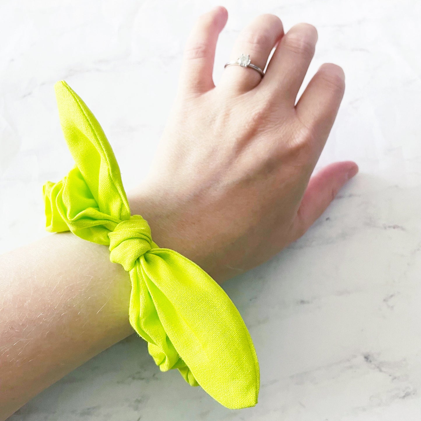 Neon Green Bow Scrunchie, Hair Accessories, Bow Hair Tie, SummerStyle Bracelets