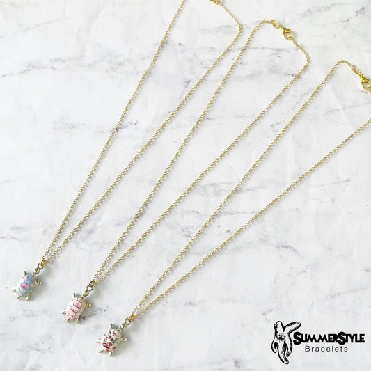 Floral Sea Turtle Charm Necklace, Turtle Jewelry, Floral Jewelry, Gold Chain Necklace, SummerStyle Bracelets