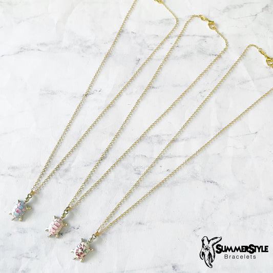 Floral Sea Turtle Charm Necklace, Turtle Jewelry, Floral Jewelry, Gold Chain Necklace, SummerStyle Bracelets
