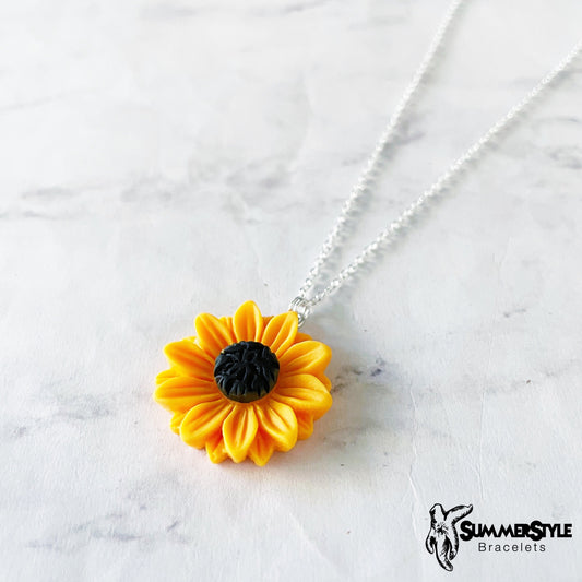 Yellow Sunflower Necklace, Sunflower Jewelry, Stainless Steel Chain Necklace, SummerStyle Bracelets