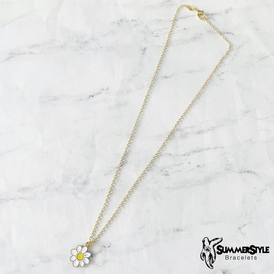 White Daisy Necklace, Floral Jewelry, Gold Chain Necklace, SummerStyle Bracelets