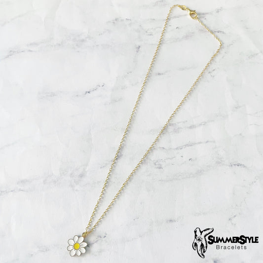 White Daisy Necklace, Floral Jewelry, Gold Chain Necklace, SummerStyle Bracelets