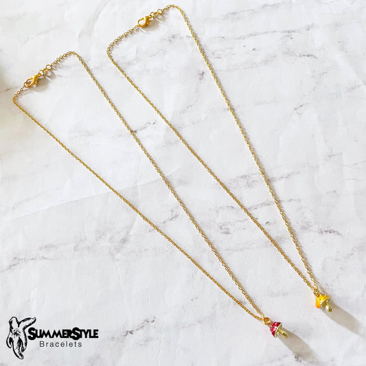 Gold Mini Mushroom Charm Necklace, Mushroom Jewelry, Stainless Steel Chain Necklace, SummerStyle Bracelets