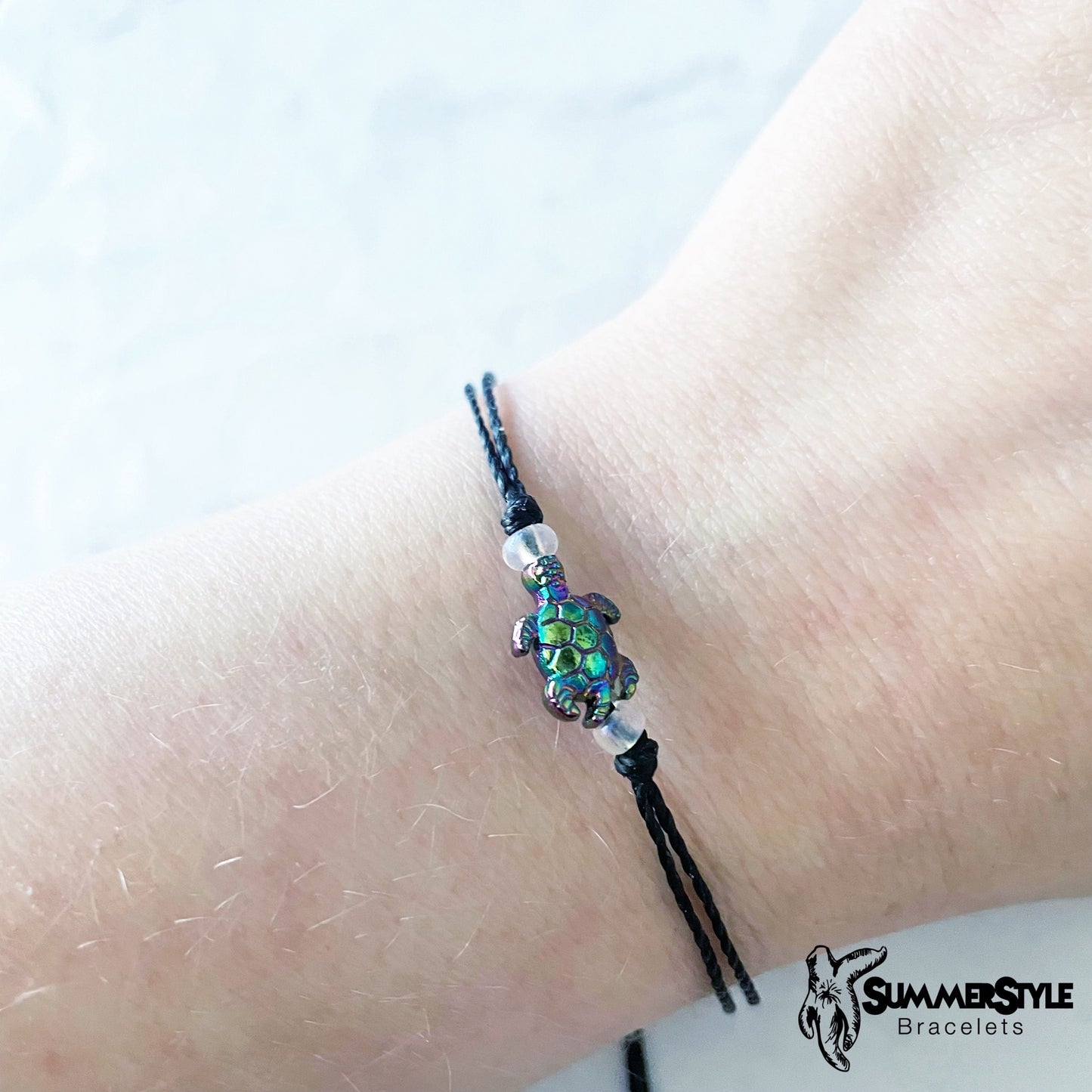 Oil Slick Sea Turtle Adjustable Waterproof Bracelet, Sea Turtle Bracelet, Sea Turtle Jewelry, SummerStyle Bracelets