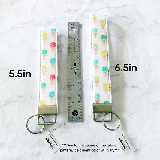 Rainbow Ice Cream Key Fob Wristlet, Summer Wristlet Lanyard, Keychain Wristlet, Handmade Lanyard, SummerStyle Bracelets