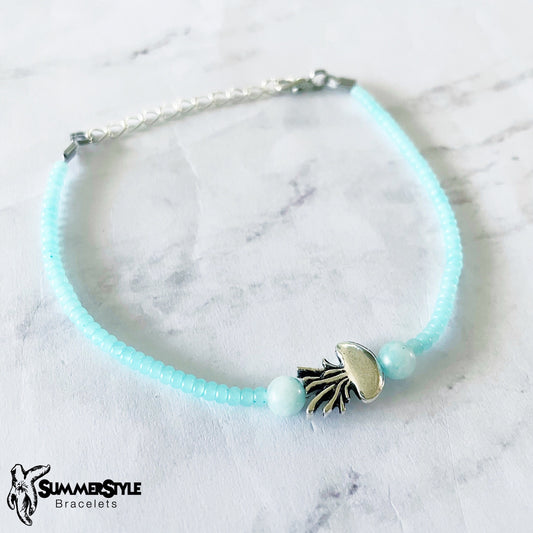 Ocean Jelly Skinny Beaded Anklet, Ankle Bracelet, Seed Bead Anklet, Jellyfish Jewelry, SummerStyle Bracelets
