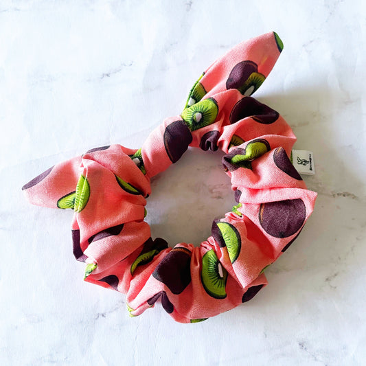 Cute Kiwi Bow Scrunchie, Scrunched Bow Hair Tie, Kiwi Gift, Hair Accessories, SummerStyle Bracelets