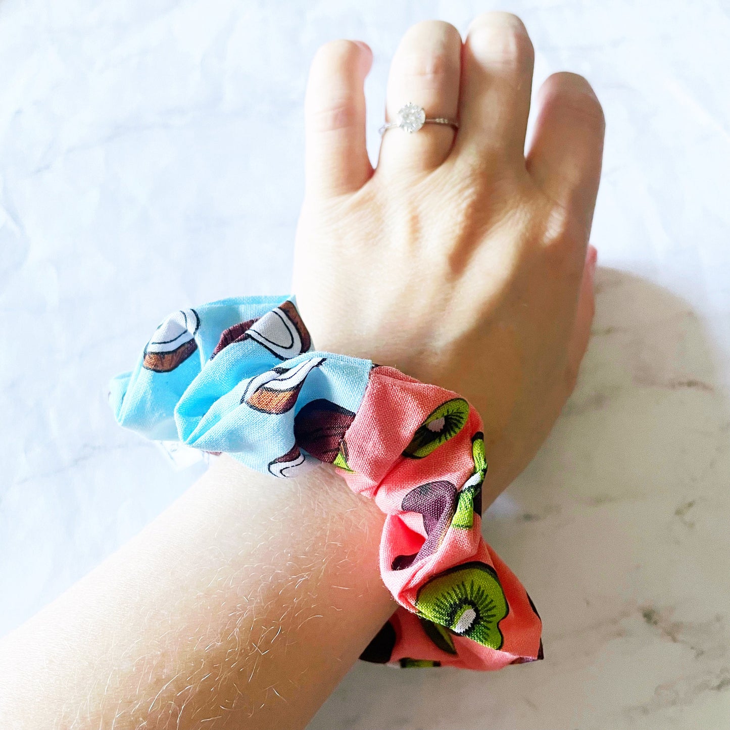 Fruity Duo Scrunchie, Hair Accessories, Kiwi & Coconut, SummerStyle Bracelets