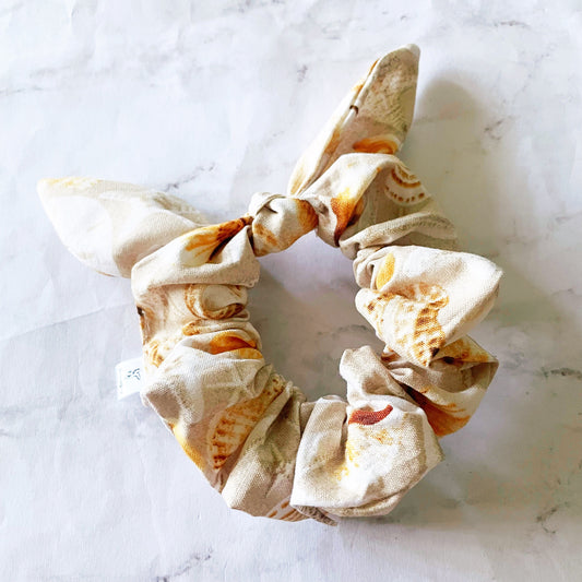 Salty Seashells Bow Scrunchie, Beachy Scrunchie, Hair Accessories, Bow Hair Tie, SummerStyle Bracelets