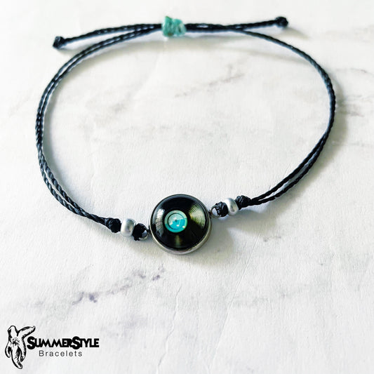 Vinyl Record Adjustable Waterproof Bracelet, Music Bracelet, Cabochon Jewelry, Wax Cord Bracelet, SummerStyle Bracelets