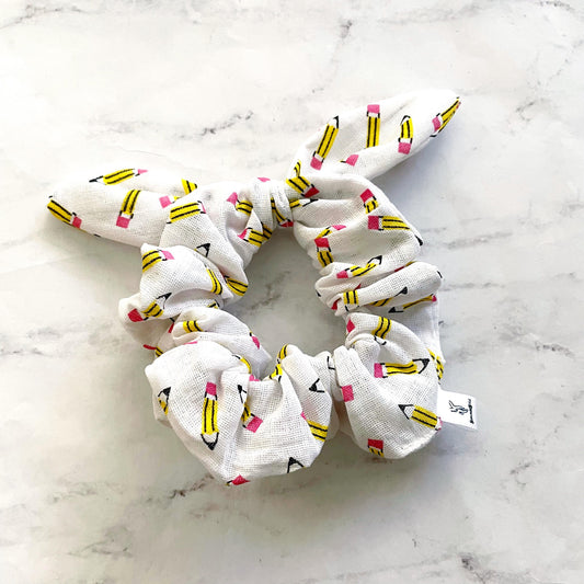 Teacher’s Pencil Bow Scrunchie, Scrunched Bow Hair Tie, Hair Bow, Teacher Gift, Hair Accessories, Bow Hair Tie, SummerStyle Bracelets