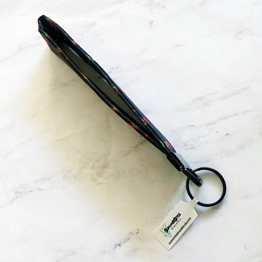 Black Chili Pepper Key Fob Wristlet, 6.5in Wristlet Lanyard, Keychain Wristlet, Handmade Lanyard, SummerStyle Bracelets