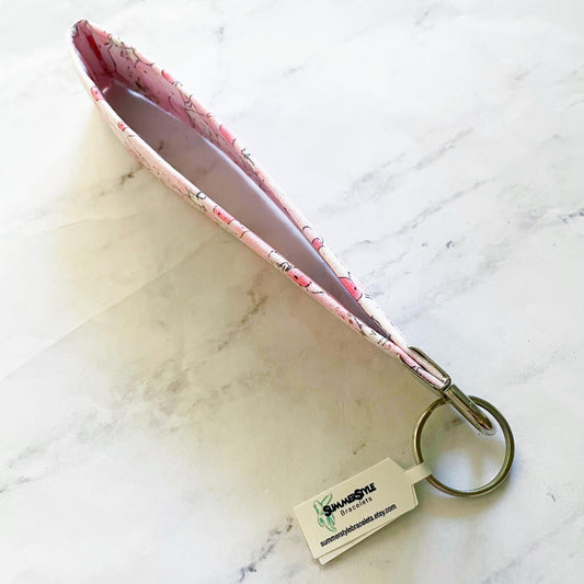Pink Pigs Key Fob Wristlet, 6.5in Wristlet Lanyard, Keychain Wristlet, Handmade Lanyard, SummerStyle Bracelets
