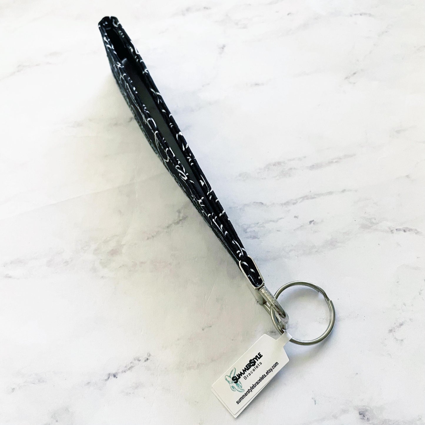 Black Cat Key Fob Wristlet, 6.5in Wristlet Lanyard, Keychain Wristlet, Handmade Lanyard, SummerStyle Bracelets