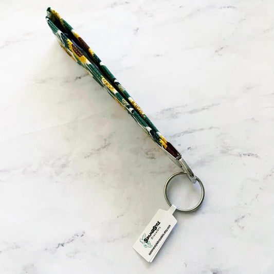 Leafy Sunflower Key Fob Wristlet, 6.5in Wristlet Lanyard, Keychain Wristlet, Handmade Lanyard, SummerStyle Bracelets