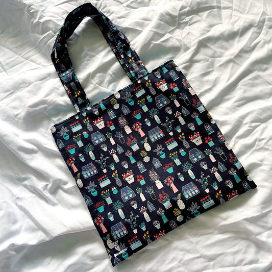 Happy House Plants Reversible Bookish Tote Bag, Reversible Tote, Tablet Bag, Book Tote, SummerStyle Bracelets