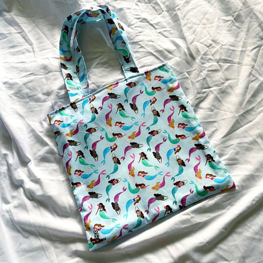 Mermaid Bubbles Reversible Bookish Tote Bag, Reversible Tote, Tablet Bag, Book Tote, SummerStyle Bracelets