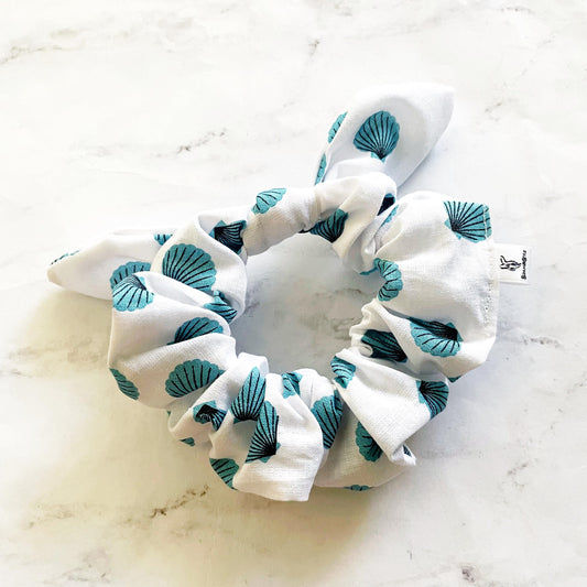 Bold Blue Seashell Bow Scrunchie, Seashell Gift, Hair Accessories, SummerStyle Bracelets