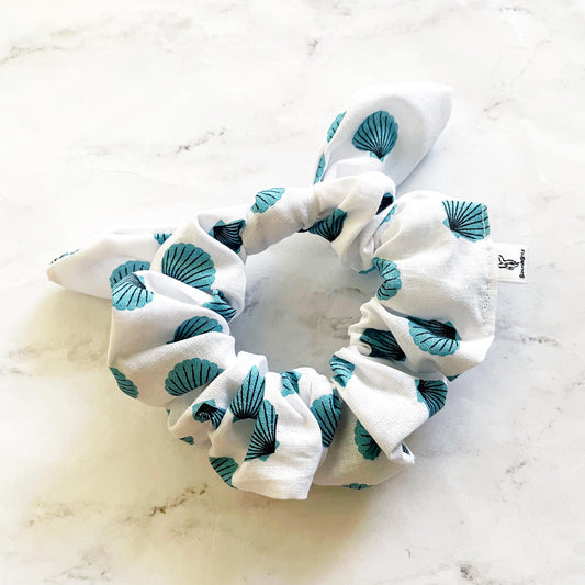 Bold Blue Seashell Bow Scrunchie, Seashell Gift, Hair Accessories, SummerStyle Bracelets