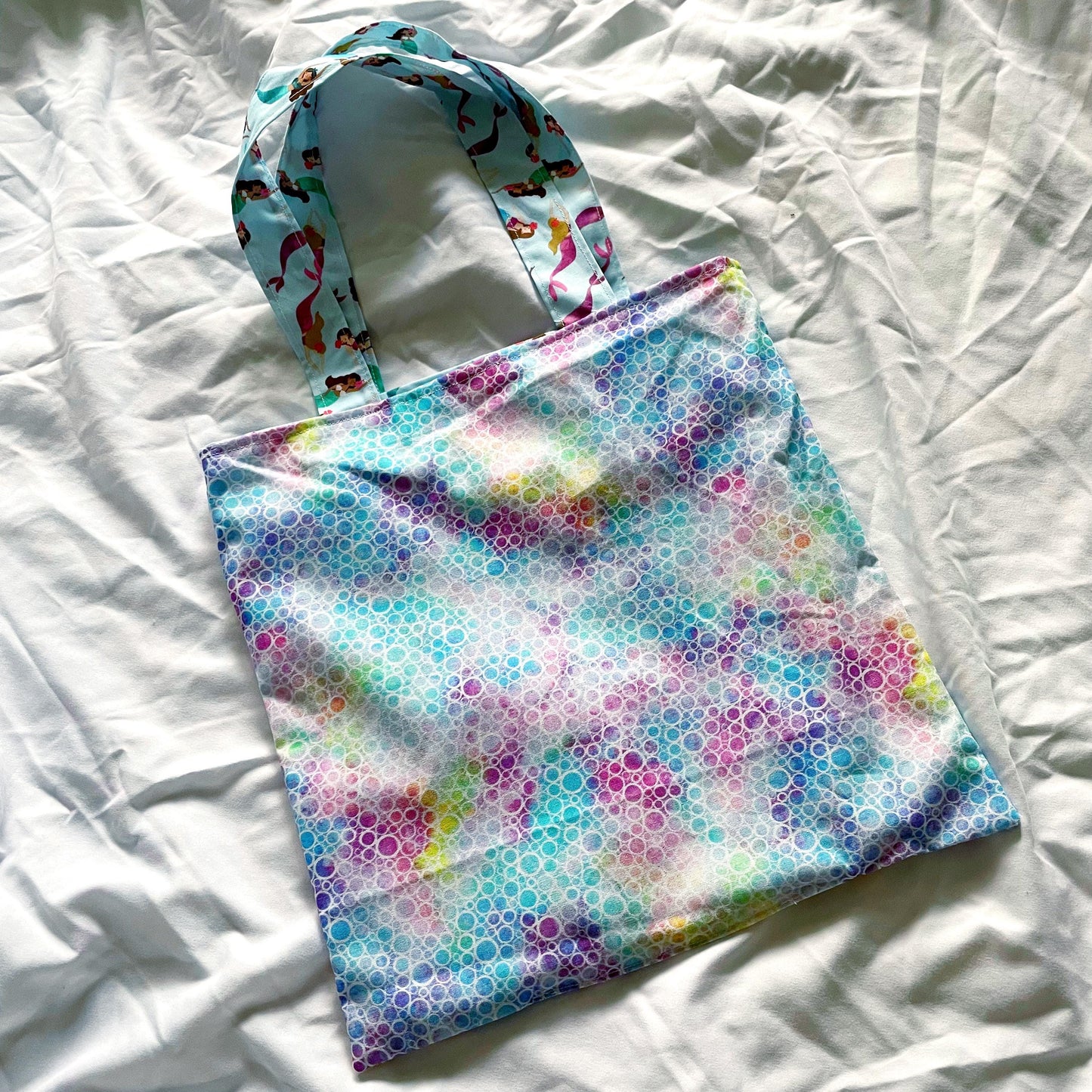 Mermaid Bubbles Reversible Bookish Tote Bag, Reversible Tote, Tablet Bag, Book Tote, SummerStyle Bracelets