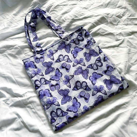Periwinkle Butterfly Reversible Bookish Tote Bag, Reversible Tote, Tablet Bag, Book Tote, SummerStyle Bracelets