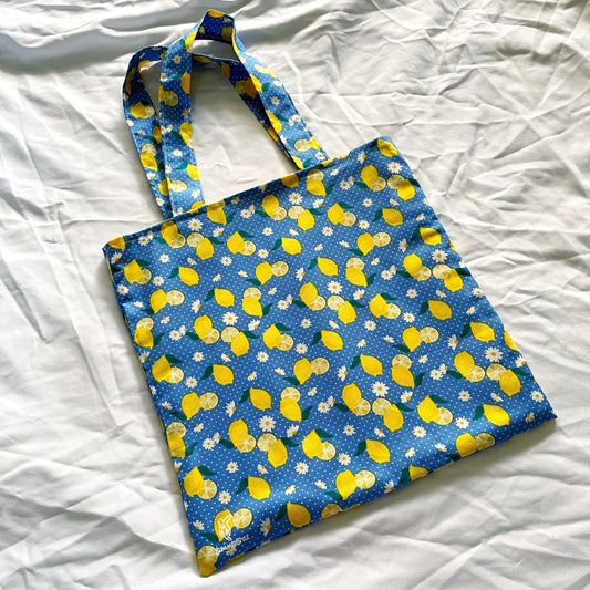 Double Lemon Reversible Bookish Tote Bag, Reversible Tote, Tablet Bag, Book Tote, SummerStyle Bracelets