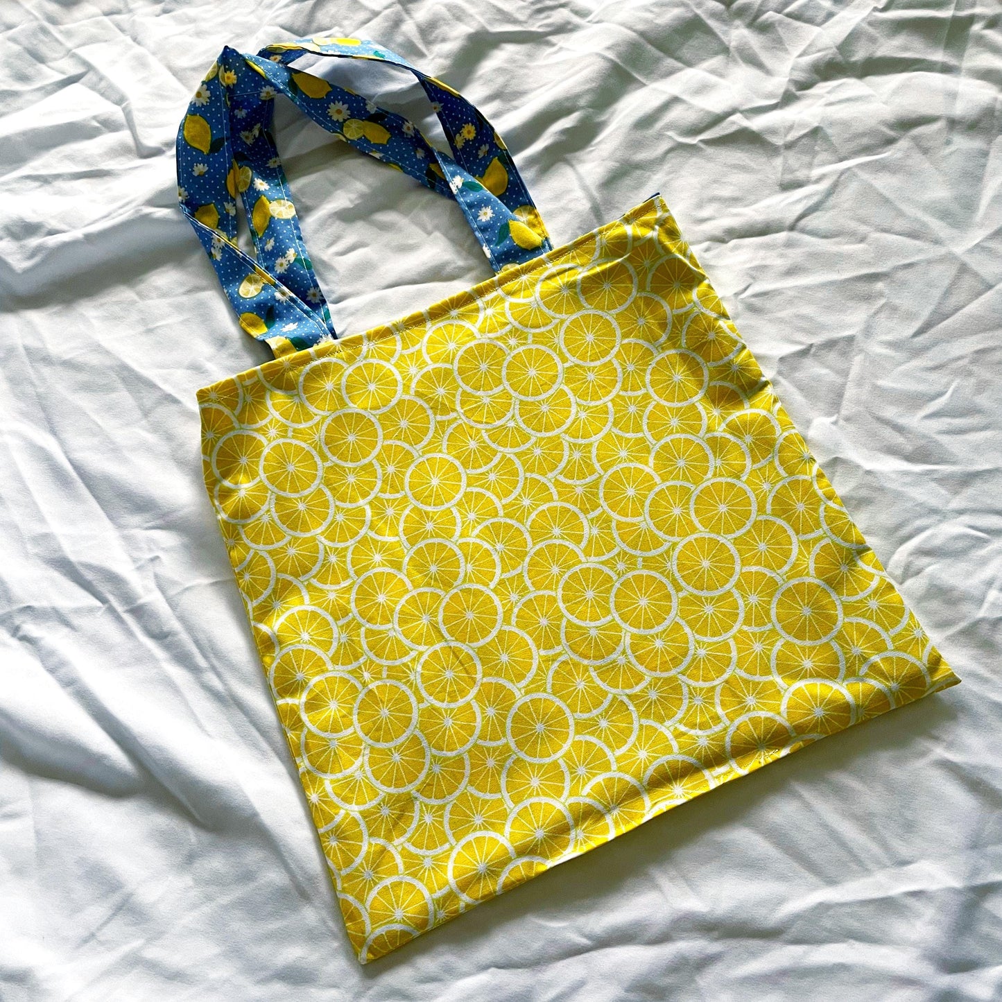 Double Lemon Reversible Bookish Tote Bag, Reversible Tote, Tablet Bag, Book Tote, SummerStyle Bracelets