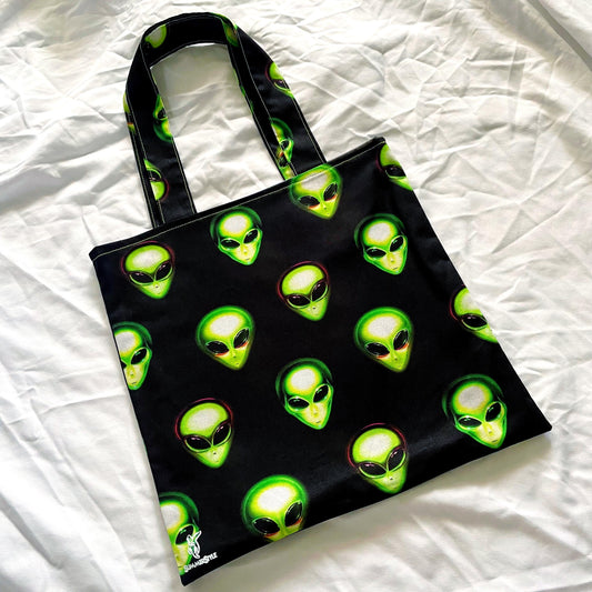 I Come in Peace Alien Reversible Bookish Tote Bag, Reversible Tote, Tablet Bag, Book Tote, SummerStyle Bracelets