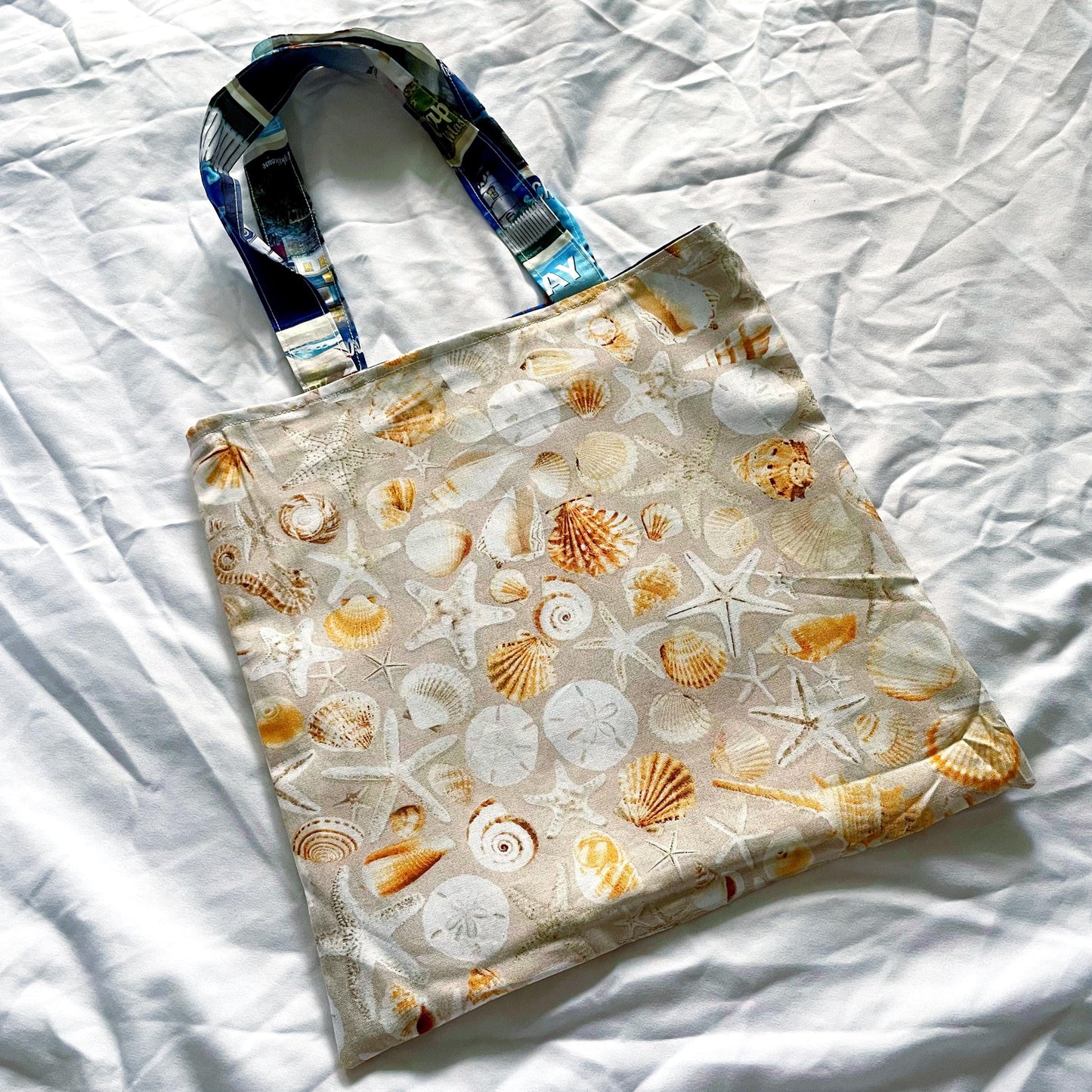 East Coast Summer Reversible Bookish Tote Bag, Reversible Tote, Tablet Bag, Book Tote, SummerStyle Bracelets