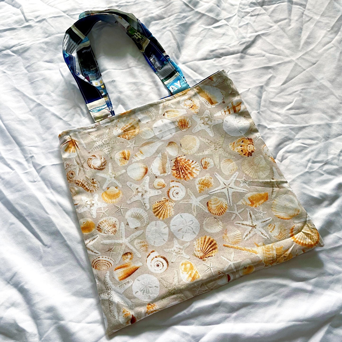 East Coast Summer Reversible Bookish Tote Bag, Reversible Tote, Tablet Bag, Book Tote, SummerStyle Bracelets