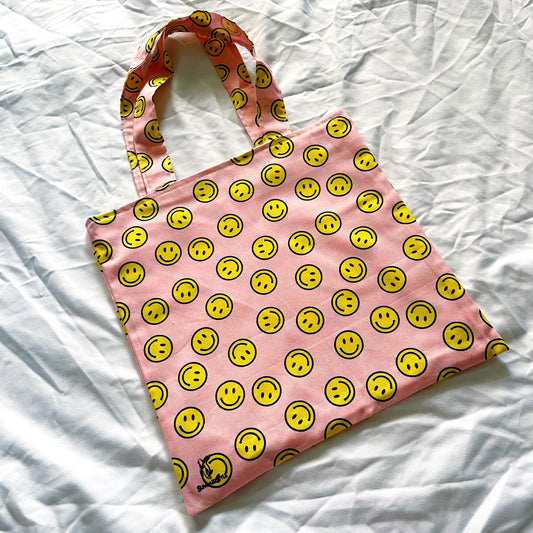 Happy Vibes Reversible Bookish Tote Bag, Reversible Tote, Tablet Bag, Book Tote, SummerStyle Bracelets