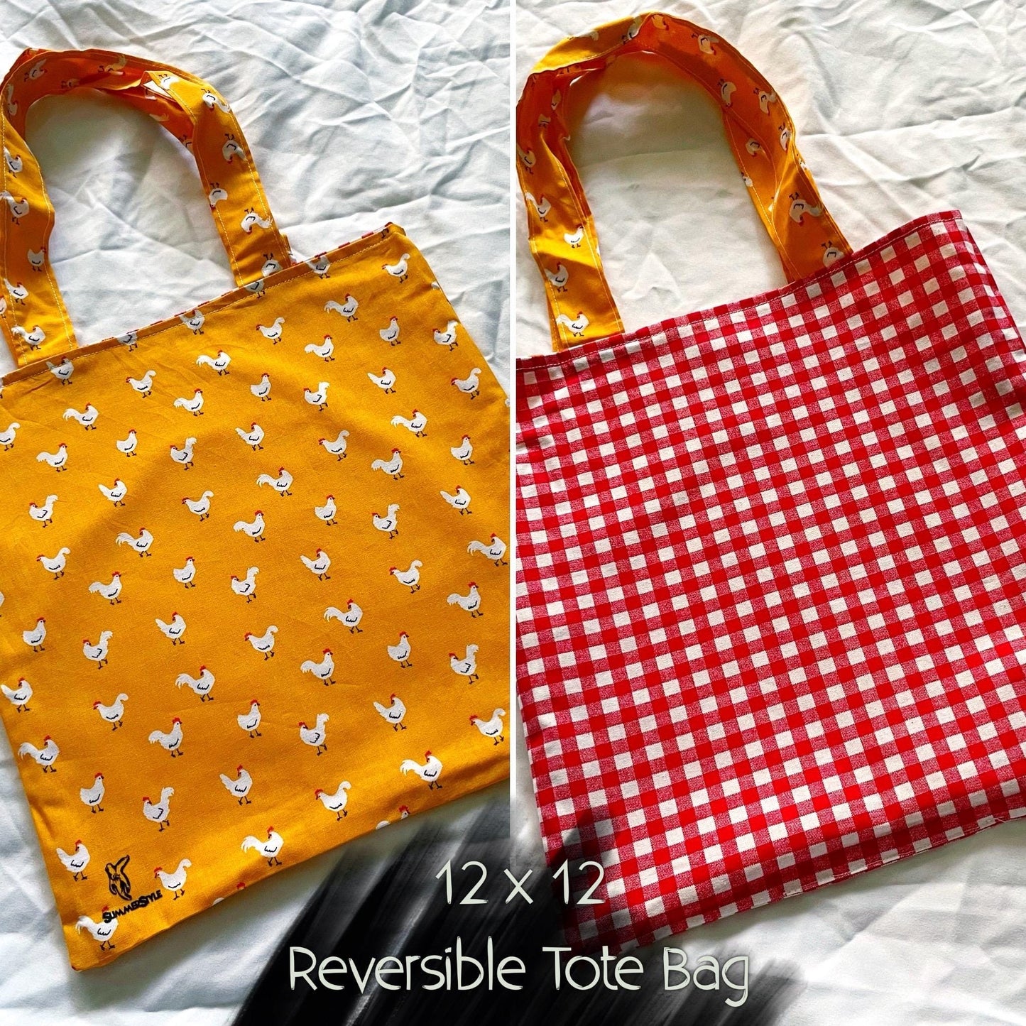 Golden Chicken Reversible Bookish Tote Bag, Reversible Tote, Tablet Bag, Book Tote, SummerStyle Bracelets