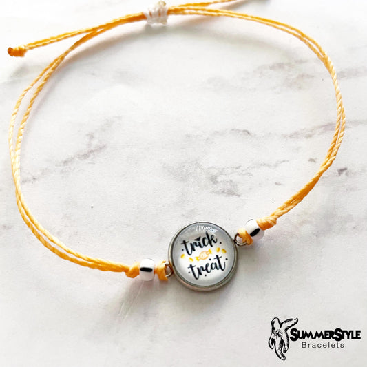 HALLOWEEN Trick or Treat Adjustable Waterproof Bracelet, Halloween Jewelry, Spooky Bracelet, SummerStyle Bracelets