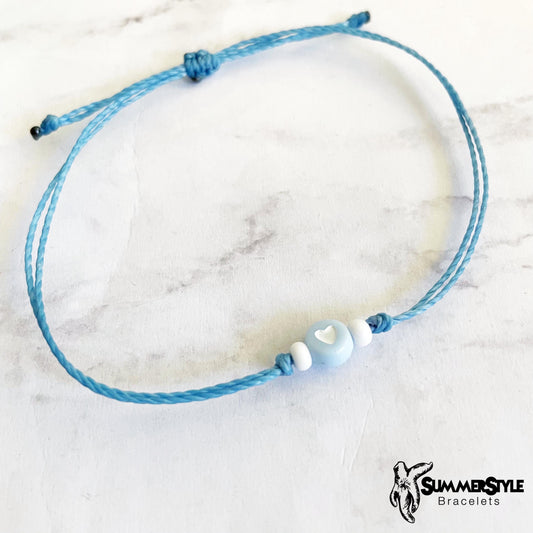 Mini Baby Blue Heart Stackable Adjustable Waterproof Bracelet, Stackable Bracelet, Friendship Bracelet, SummerStyle Bracelets
