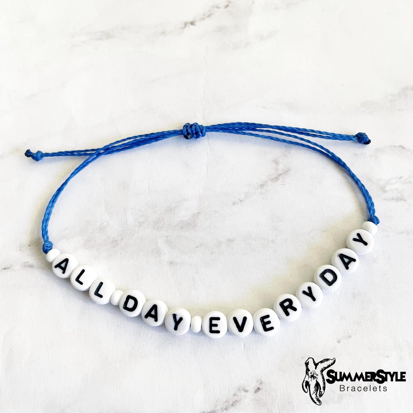 Blue Motivation Adjustable Waterproof Bracelets, Friendship Bracelets, Alpha Bracelets, Hope Bracelets, SummerStyle Bracelets
