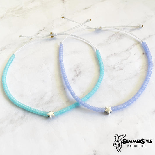 Silver Star Beaded Bracelet, Seed Bead Bracelet, Friendship Bracelets, SummerStyle Bracelets