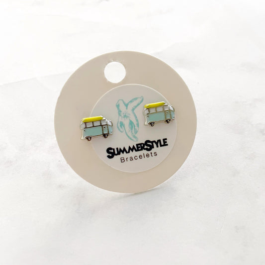 Mini Enamel Surf Van Stud Earrings, Stud Earrings, Surf Earrings, SummerStyle Bracelets