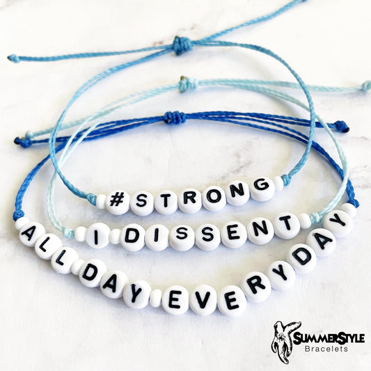 Blue Motivation Adjustable Waterproof Bracelets, Friendship Bracelets, Alpha Bracelets, Hope Bracelets, SummerStyle Bracelets