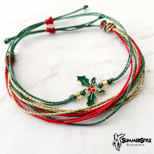 CHRISTMAS Happy Holly Bracelet Set, Christmas Bracelet, Holiday Jewelry, SummerStyle Bracelets