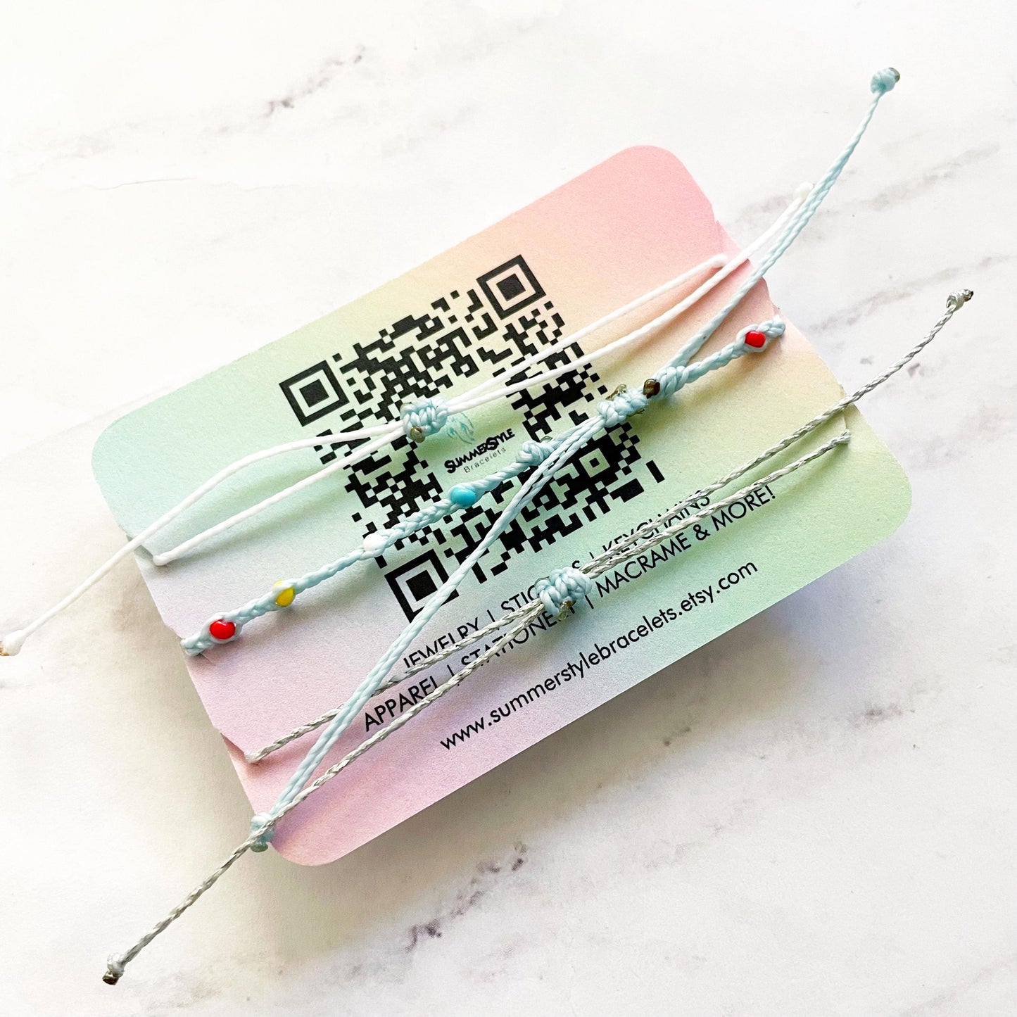 Icy Blue Christmas Tree Bracelet Set, One of a Kind Bracelet Trio, Unique Bracelet Set, Christmas Jewelry, SummerStyle Bracelets