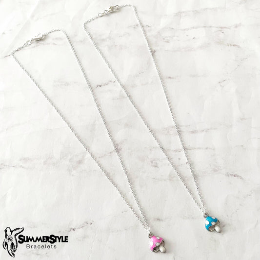 Silver Mini Mushroom Charm Necklace, Mushroom Jewelry, Stainless Steel Chain Necklace, SummerStyle Bracelets