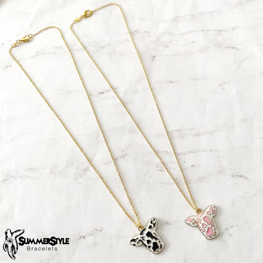 Cutie Cow Charm Necklace, Western Jewelry, Stainless Steel Chain Necklace, SummerStyle Bracelets