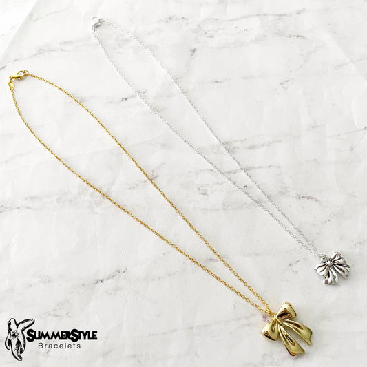 Girly Bow Charm Necklace, Dainty Necklace, Christmas Jewelry, Gold Chain Necklace, SummerStyle Bracelets