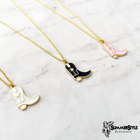 Cowgirl Boot Charm Necklace, Country Jewelry, Gold Chain Necklace, SummerStyle Bracelets