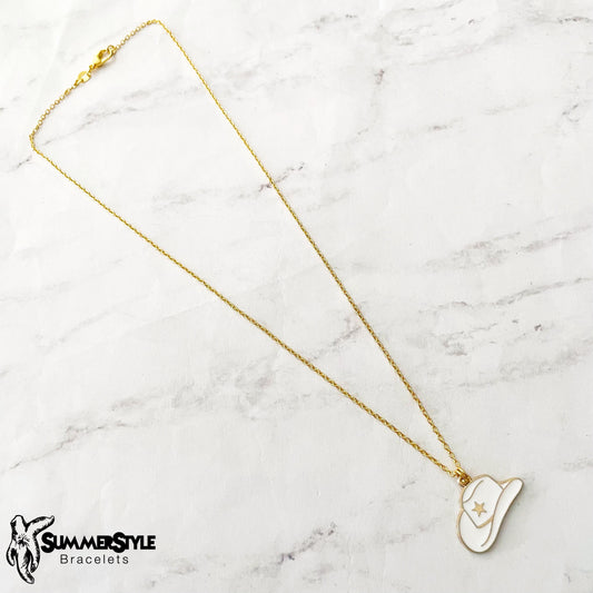 Cowgirl Hat Charm Necklace, Country Jewelry, Gold Chain Necklace, SummerStyle Bracelets