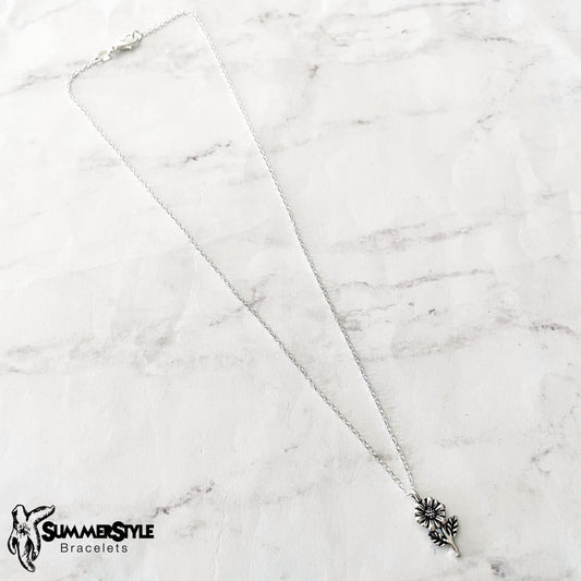 Silver Sunflower Charm Necklace, Floral Jewelry, Silver Chain Necklace, SummerStyle Bracelets