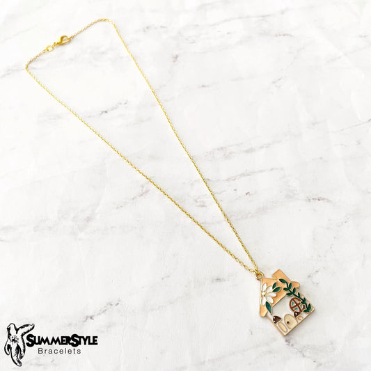 Fairy Cottage Charm Necklace, Fairy Jewelry, Gold Chain Necklace, SummerStyle Bracelets