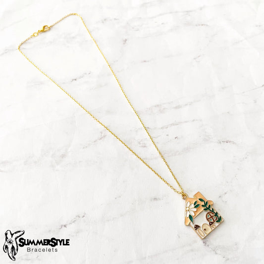Fairy Cottage Charm Necklace, Fairy Jewelry, Gold Chain Necklace, SummerStyle Bracelets