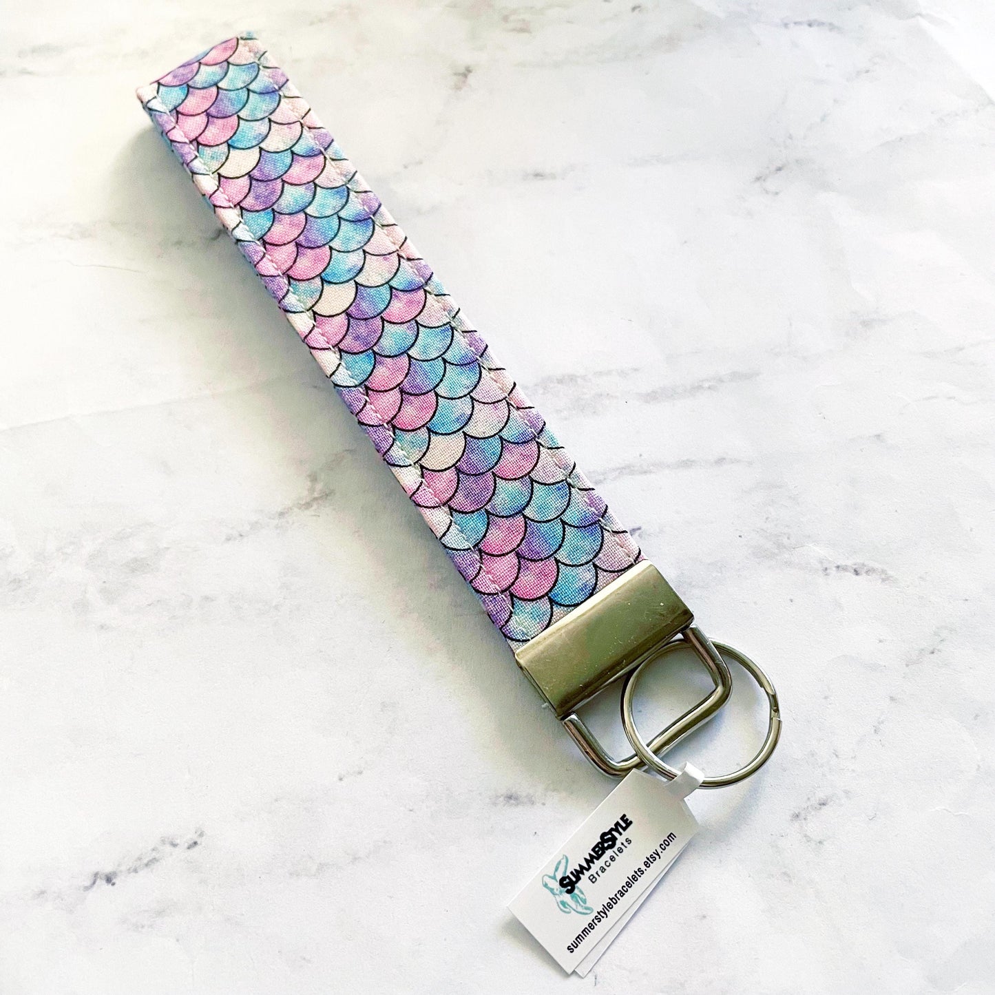 Purple Mermaid Scales Key Fob Wristlet, 6.5in Wristlet Lanyard, Keychain Wristlet, Handmade Lanyard, SummerStyle Bracelets